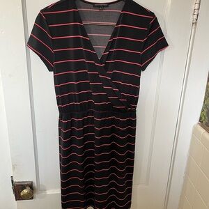 Banana Republic Black Dress with Red Stripes